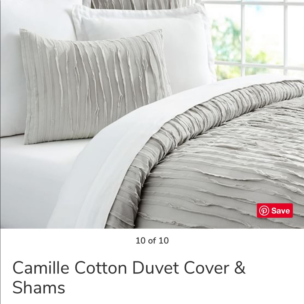 Pottery Barn Gray Duvet Cover and 1 Pillow Sham